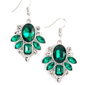 Elegant Silver and Green Gemstone Earrings